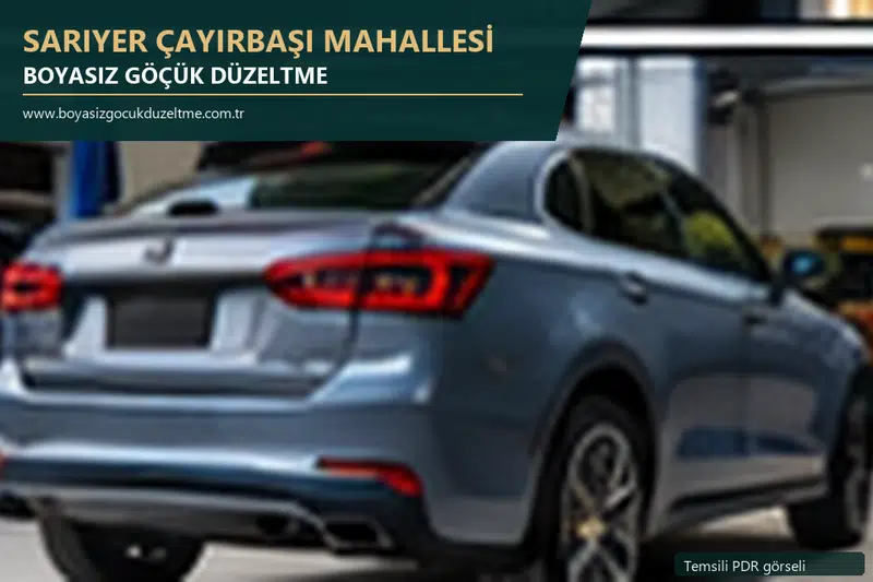 Sarıyer Çayırbaşı Mahallesi hizmet rehberi için modern otomobil ve boyasız göçük incelemesini anlatan temsili görsel