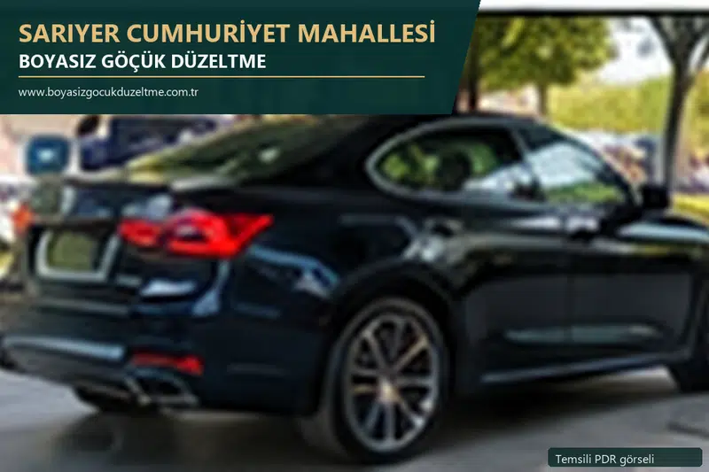 Sarıyer Cumhuriyet Mahallesi hizmet rehberi için modern otomobil ve boyasız göçük incelemesini anlatan temsili görsel