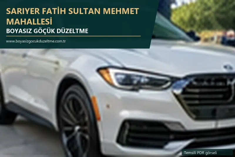 Sarıyer Fatih Sultan Mehmet Mahallesi hizmet rehberi için modern otomobil ve boyasız göçük incelemesini anlatan temsili görsel