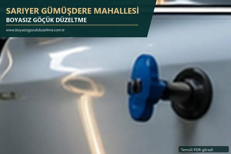 Sarıyer Gümüşdere Mahallesi hizmet rehberi için modern otomobil ve boyasız göçük incelemesini anlatan temsili görsel