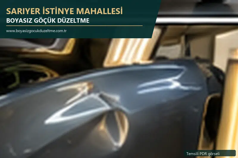 Sarıyer İstinye Mahallesi hizmet rehberi için modern otomobil ve boyasız göçük incelemesini anlatan temsili görsel