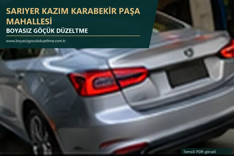 Sarıyer Kazım Karabekir Paşa Mahallesi hizmet rehberi için modern otomobil ve boyasız göçük incelemesini anlatan temsili görsel