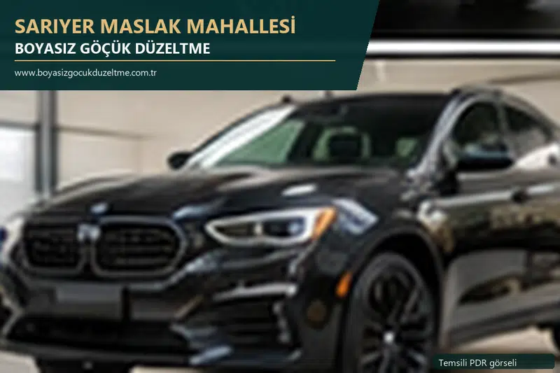 Sarıyer Maslak Mahallesi hizmet rehberi için modern otomobil ve boyasız göçük incelemesini anlatan temsili görsel