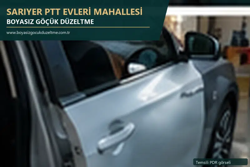Sarıyer Ptt Evleri Mahallesi hizmet rehberi için modern otomobil ve boyasız göçük incelemesini anlatan temsili görsel