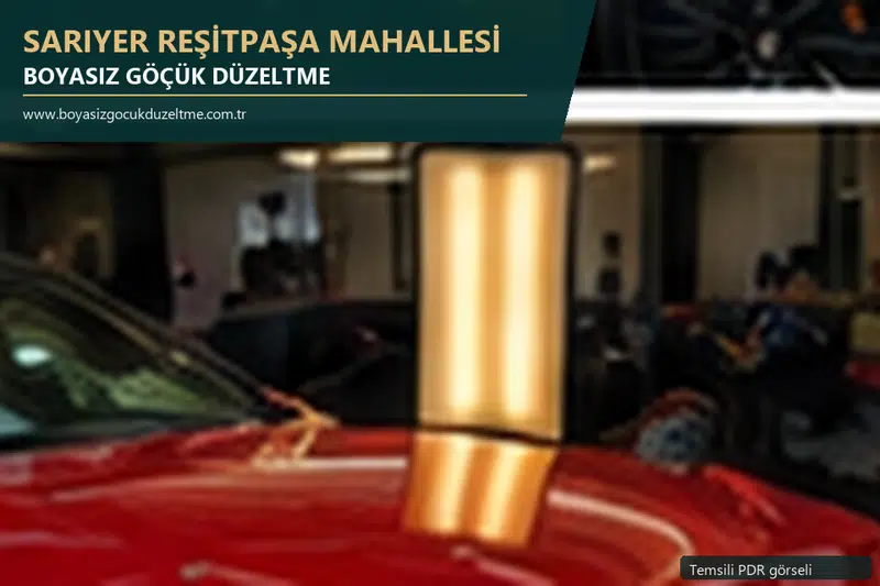 Sarıyer Reşitpaşa Mahallesi hizmet rehberi için modern otomobil ve boyasız göçük incelemesini anlatan temsili görsel
