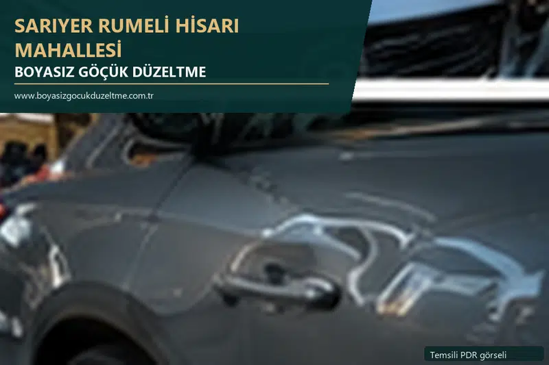 Sarıyer Rumeli Hisarı Mahallesi hizmet rehberi için modern otomobil ve boyasız göçük incelemesini anlatan temsili görsel