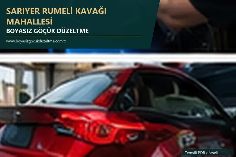 Sarıyer Rumeli Kavağı Mahallesi hizmet rehberi için modern otomobil ve boyasız göçük incelemesini anlatan temsili görsel