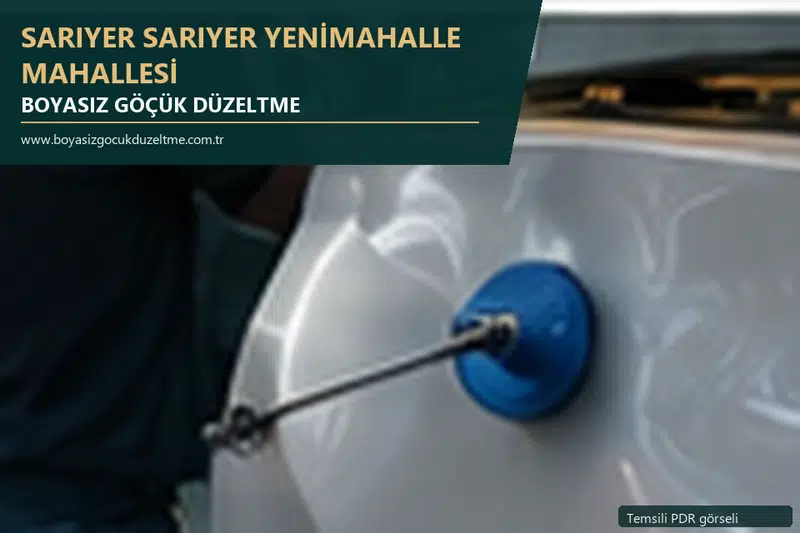 Sarıyer Sarıyer Yenimahalle Mahallesi hizmet rehberi için modern otomobil ve boyasız göçük incelemesini anlatan temsili görsel