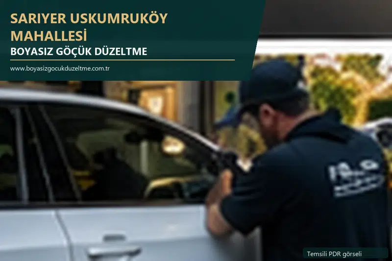 Sarıyer Uskumruköy Mahallesi hizmet rehberi için modern otomobil ve boyasız göçük incelemesini anlatan temsili görsel