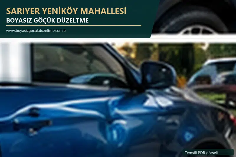 Sarıyer Yeniköy Mahallesi hizmet rehberi için modern otomobil ve boyasız göçük incelemesini anlatan temsili görsel
