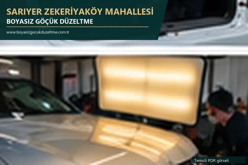 Sarıyer Zekeriyaköy Mahallesi hizmet rehberi için modern otomobil ve boyasız göçük incelemesini anlatan temsili görsel