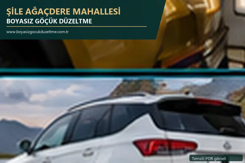 Şile Ağaçdere Mahallesi hizmet rehberi için modern otomobil ve boyasız göçük incelemesini anlatan temsili görsel