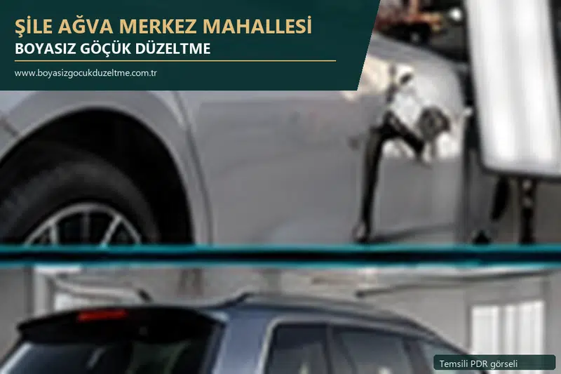 Şile Ağva Merkez Mahallesi hizmet rehberi için modern otomobil ve boyasız göçük incelemesini anlatan temsili görsel