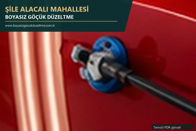 Şile Alacalı Mahallesi hizmet rehberi için modern otomobil ve boyasız göçük incelemesini anlatan temsili görsel