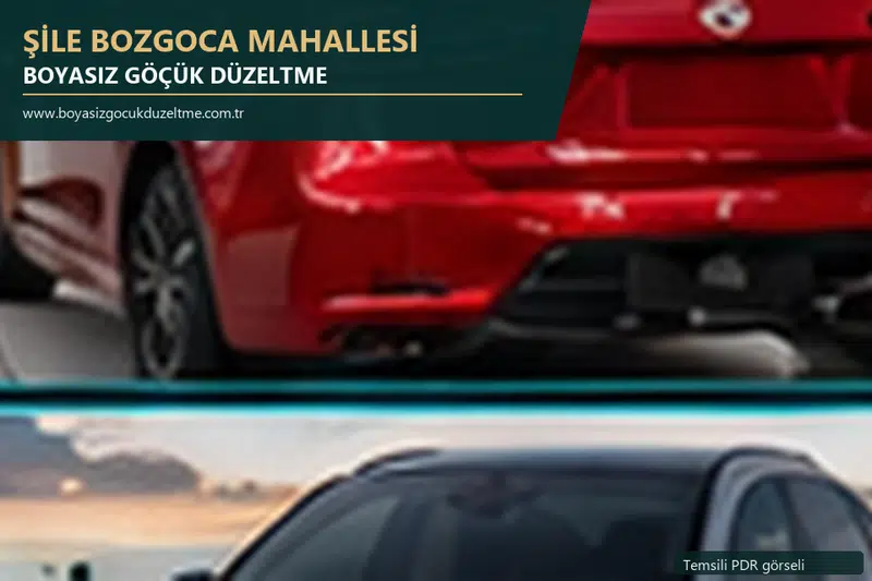 Şile Bozgoca Mahallesi hizmet rehberi için modern otomobil ve boyasız göçük incelemesini anlatan temsili görsel