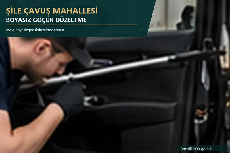 Şile Çavuş Mahallesi hizmet rehberi için modern otomobil ve boyasız göçük incelemesini anlatan temsili görsel
