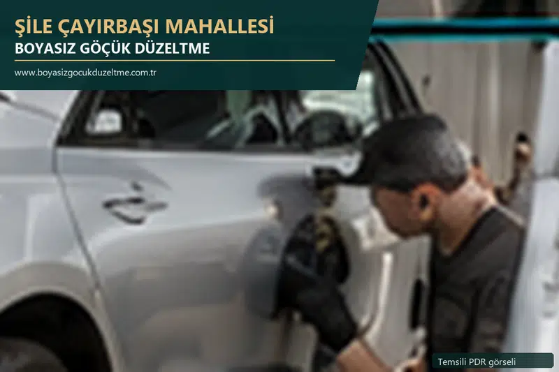 Şile Çayırbaşı Mahallesi hizmet rehberi için modern otomobil ve boyasız göçük incelemesini anlatan temsili görsel