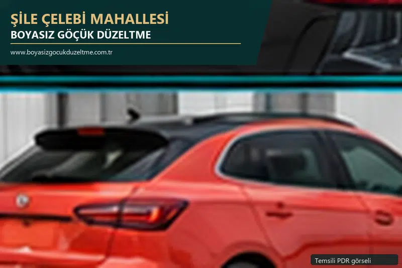 Şile Çelebi Mahallesi hizmet rehberi için modern otomobil ve boyasız göçük incelemesini anlatan temsili görsel