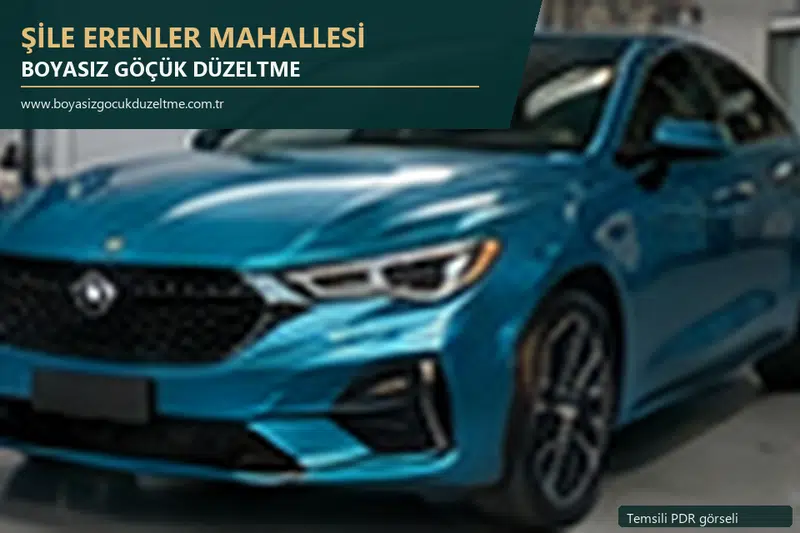 Şile Erenler Mahallesi hizmet rehberi için modern otomobil ve boyasız göçük incelemesini anlatan temsili görsel