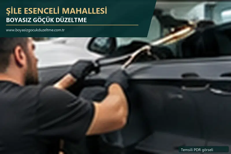 Şile Esenceli Mahallesi hizmet rehberi için modern otomobil ve boyasız göçük incelemesini anlatan temsili görsel