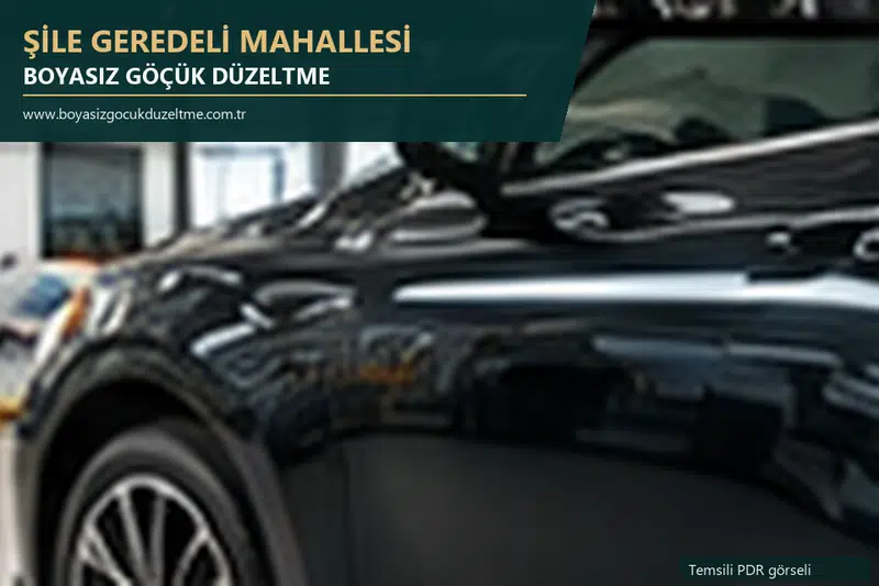 Şile Geredeli Mahallesi hizmet rehberi için modern otomobil ve boyasız göçük incelemesini anlatan temsili görsel
