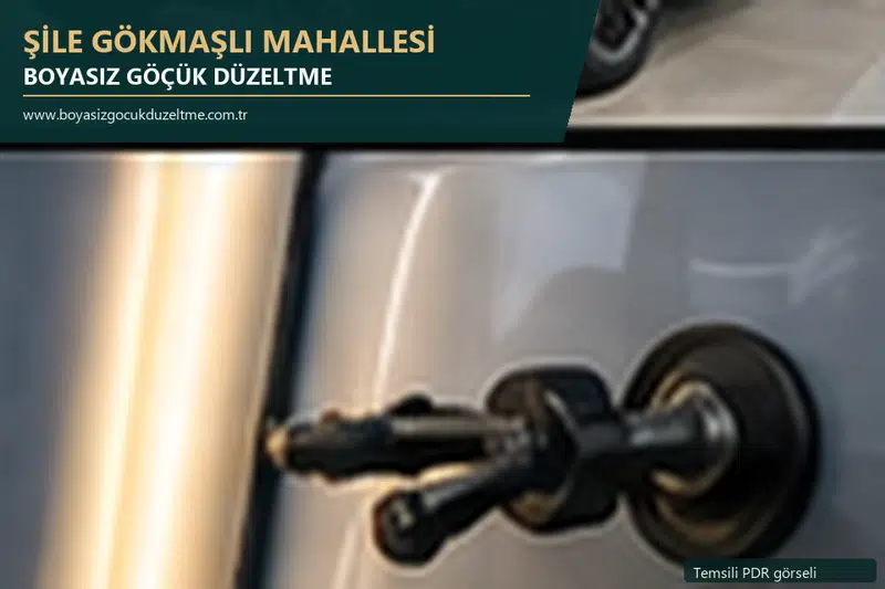 Şile Gökmaşlı Mahallesi hizmet rehberi için modern otomobil ve boyasız göçük incelemesini anlatan temsili görsel