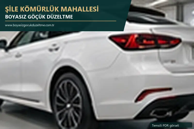 Şile Kömürlük Mahallesi hizmet rehberi için modern otomobil ve boyasız göçük incelemesini anlatan temsili görsel