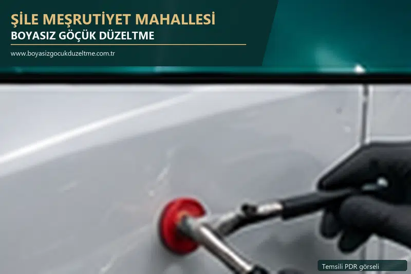 Şile Meşrutiyet Mahallesi hizmet rehberi için modern otomobil ve boyasız göçük incelemesini anlatan temsili görsel