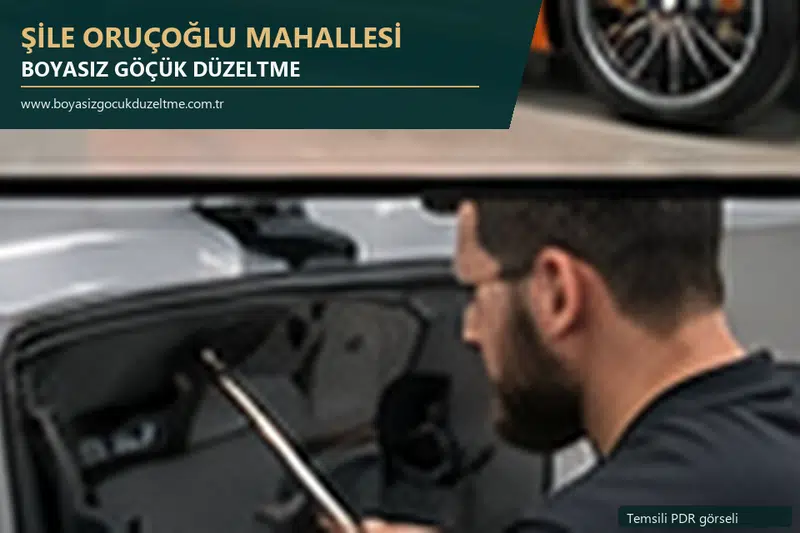 Şile Oruçoğlu Mahallesi hizmet rehberi için modern otomobil ve boyasız göçük incelemesini anlatan temsili görsel
