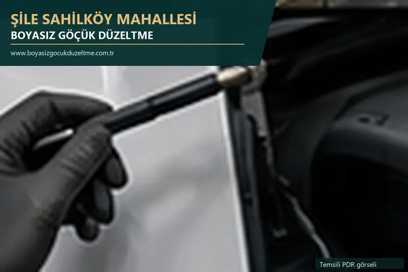 Şile Sahilköy Mahallesi hizmet rehberi için modern otomobil ve boyasız göçük incelemesini anlatan temsili görsel