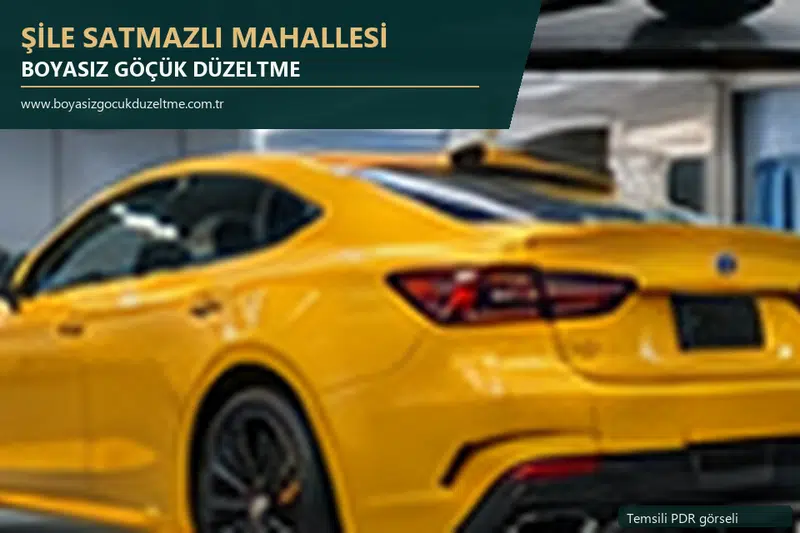 Şile Satmazlı Mahallesi hizmet rehberi için modern otomobil ve boyasız göçük incelemesini anlatan temsili görsel