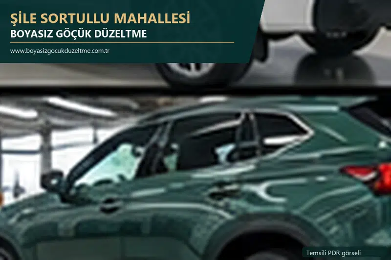 Şile Sortullu Mahallesi hizmet rehberi için modern otomobil ve boyasız göçük incelemesini anlatan temsili görsel