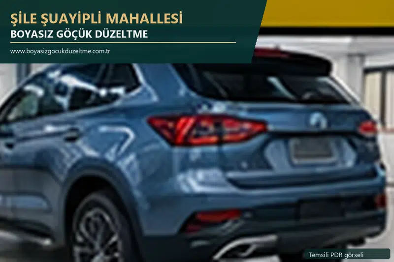 Şile Şuayipli Mahallesi hizmet rehberi için modern otomobil ve boyasız göçük incelemesini anlatan temsili görsel