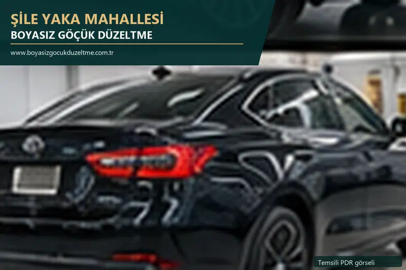 Şile Yaka Mahallesi hizmet rehberi için modern otomobil ve boyasız göçük incelemesini anlatan temsili görsel