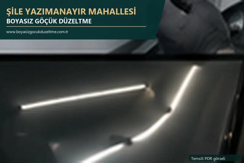 Şile Yazımanayır Mahallesi hizmet rehberi için modern otomobil ve boyasız göçük incelemesini anlatan temsili görsel