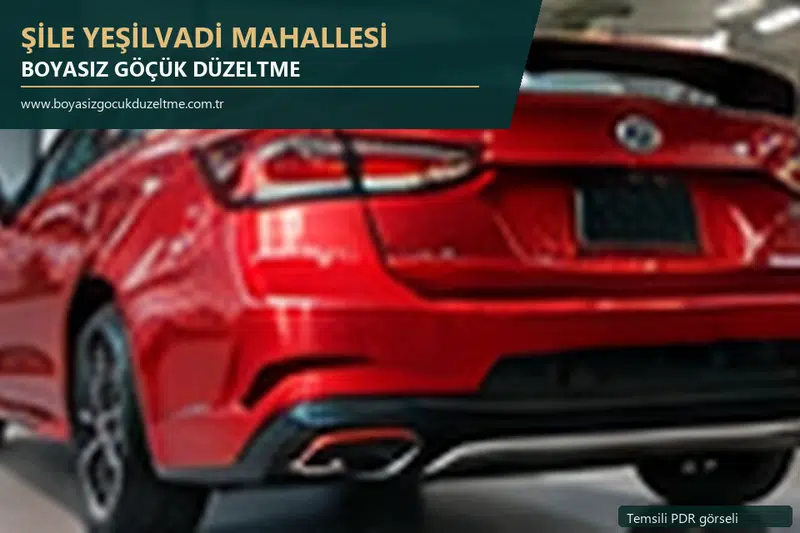 Şile Yeşilvadi Mahallesi hizmet rehberi için modern otomobil ve boyasız göçük incelemesini anlatan temsili görsel