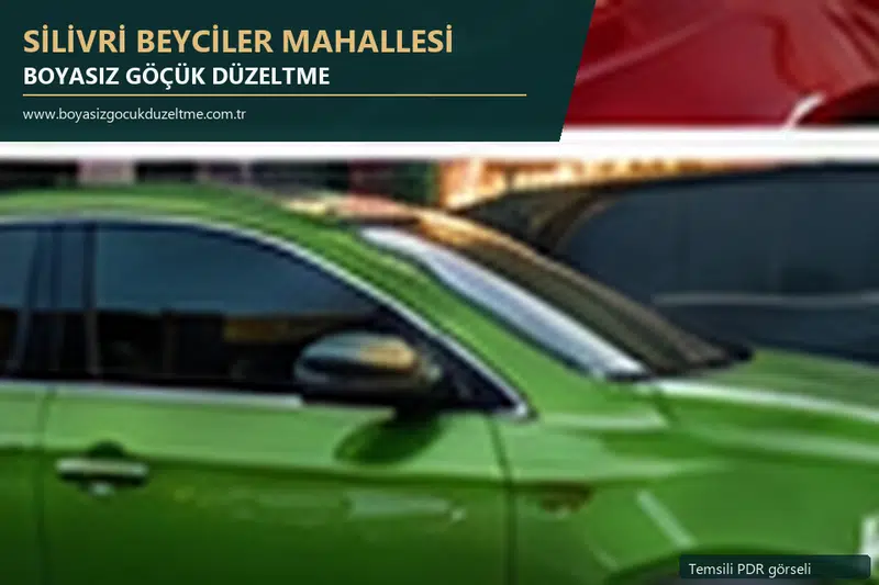 Silivri Beyciler Mahallesi hizmet rehberi için modern otomobil ve boyasız göçük incelemesini anlatan temsili görsel
