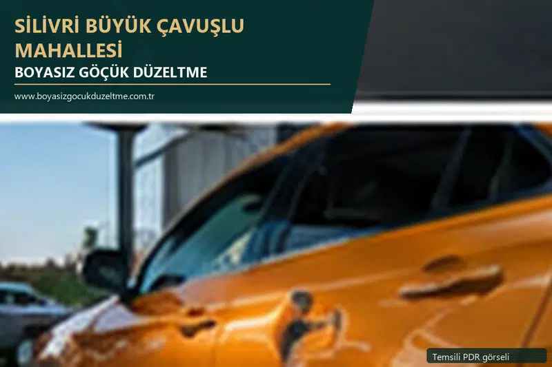 Silivri Büyük Çavuşlu Mahallesi hizmet rehberi için modern otomobil ve boyasız göçük incelemesini anlatan temsili görsel