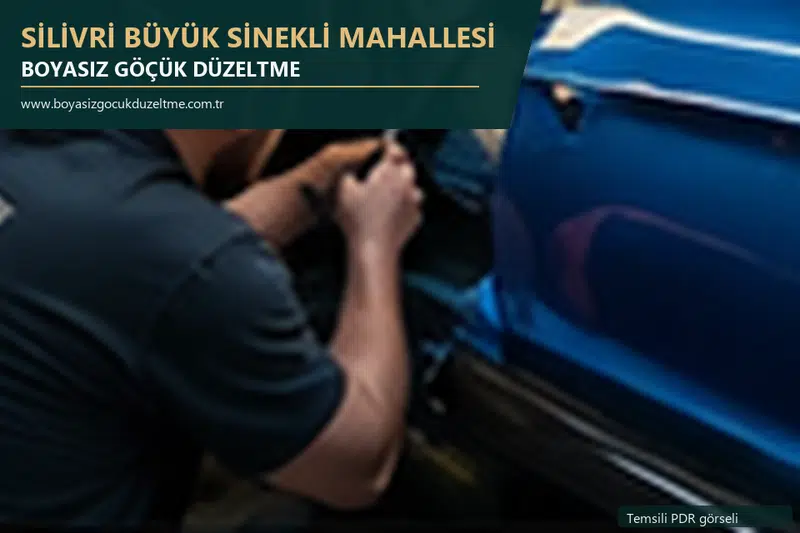 Silivri Büyük Sinekli Mahallesi hizmet rehberi için modern otomobil ve boyasız göçük incelemesini anlatan temsili görsel