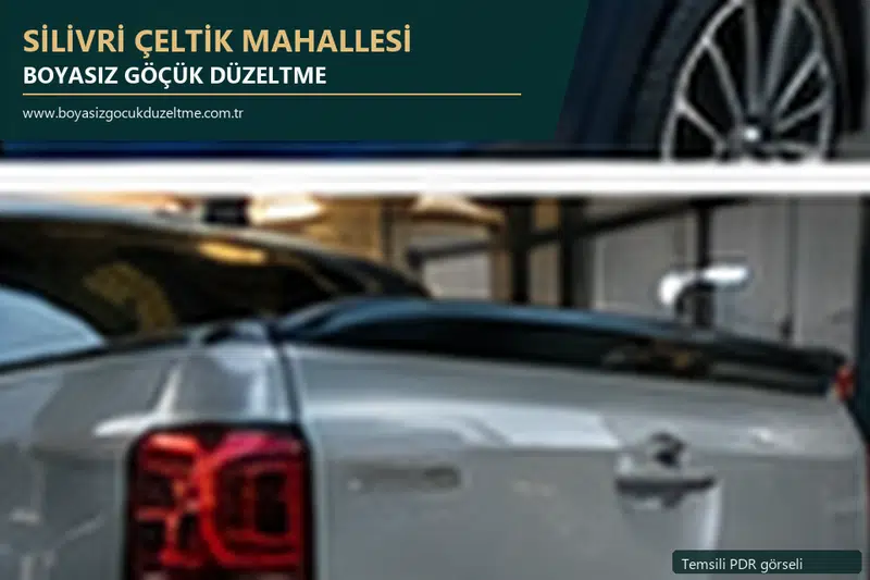 Silivri Çeltik Mahallesi hizmet rehberi için modern otomobil ve boyasız göçük incelemesini anlatan temsili görsel