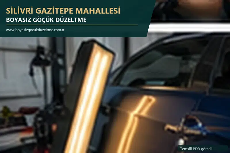 Silivri Gazitepe Mahallesi hizmet rehberi için modern otomobil ve boyasız göçük incelemesini anlatan temsili görsel