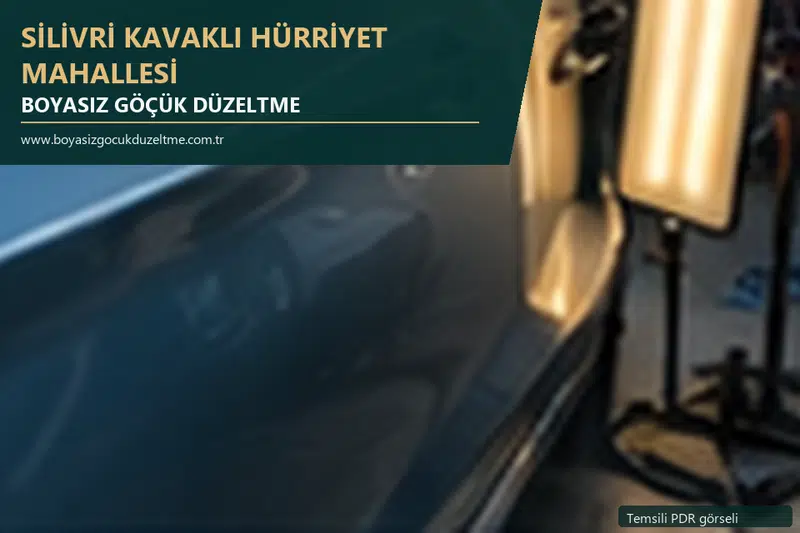 Silivri Kavaklı Hürriyet Mahallesi hizmet rehberi için modern otomobil ve boyasız göçük incelemesini anlatan temsili görsel