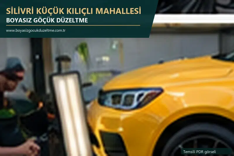 Silivri Küçük Kılıçlı Mahallesi hizmet rehberi için modern otomobil ve boyasız göçük incelemesini anlatan temsili görsel