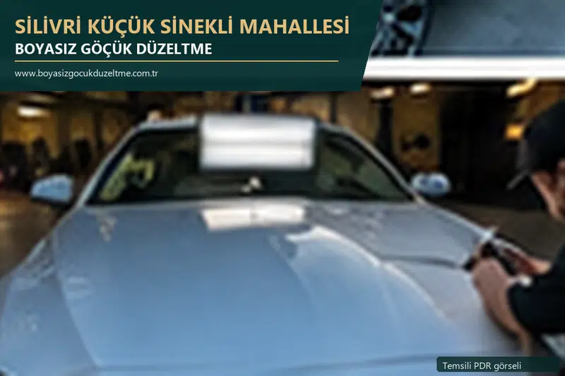 Silivri Küçük Sinekli Mahallesi hizmet rehberi için modern otomobil ve boyasız göçük incelemesini anlatan temsili görsel