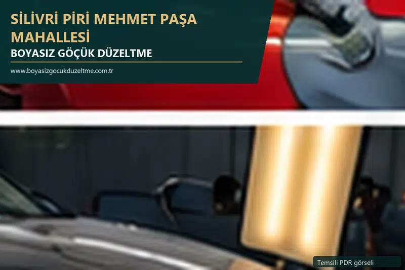 Silivri Piri Mehmet Paşa Mahallesi hizmet rehberi için modern otomobil ve boyasız göçük incelemesini anlatan temsili görsel
