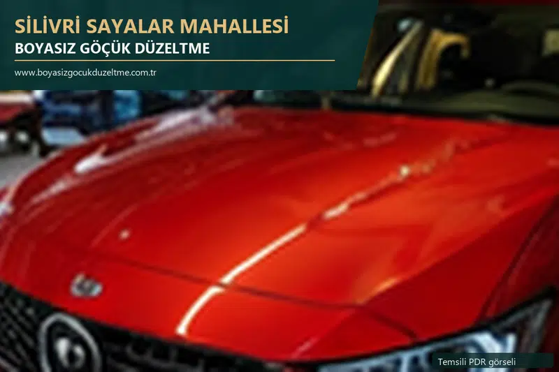 Silivri Sayalar Mahallesi hizmet rehberi için modern otomobil ve boyasız göçük incelemesini anlatan temsili görsel