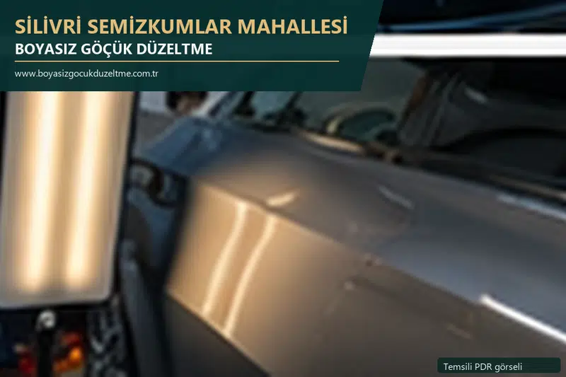 Silivri Semizkumlar Mahallesi hizmet rehberi için modern otomobil ve boyasız göçük incelemesini anlatan temsili görsel