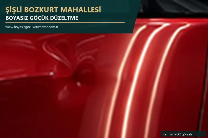 Şişli Bozkurt Mahallesi hizmet rehberi için modern otomobil ve boyasız göçük incelemesini anlatan temsili görsel