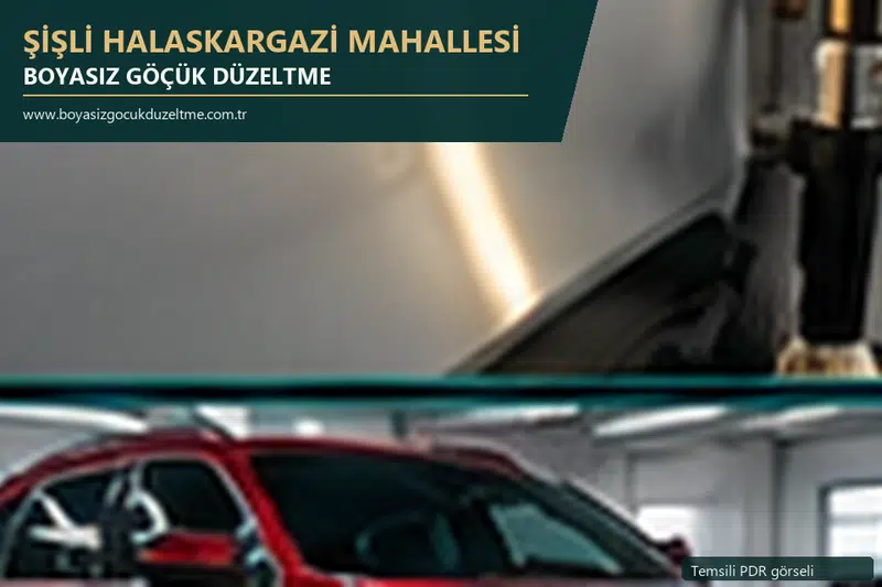 Şişli Halaskargazi Mahallesi sabit nokta ve mobil PDR randevusunu anlatan temsili otomobil hizmeti görseli