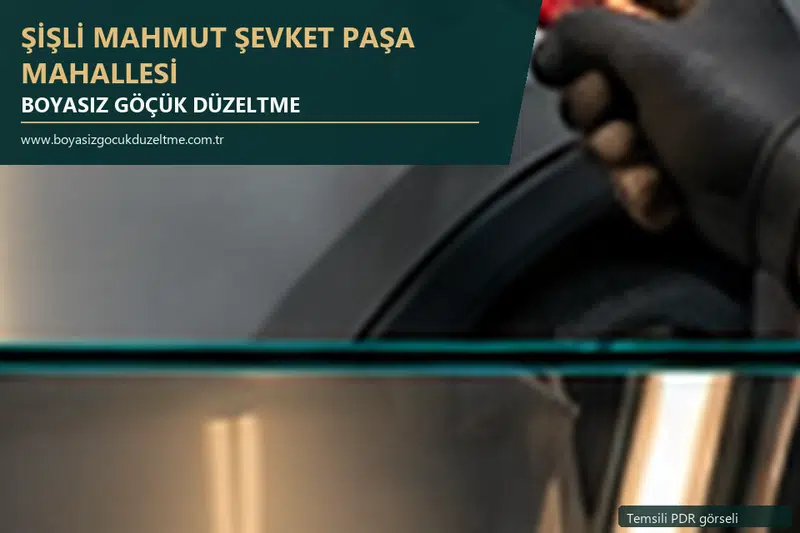 Şişli Mahmut Şevket Paşa Mahallesi hizmet rehberi için modern otomobil ve boyasız göçük incelemesini anlatan temsili görsel